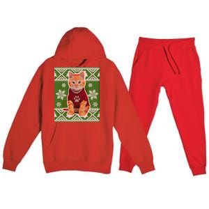 Cute Kitten Ugly Christmas Premium Hooded Sweatsuit Set