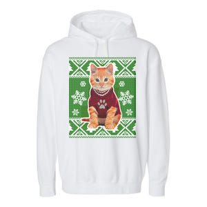 Cute Kitten Ugly Christmas Garment-Dyed Fleece Hoodie