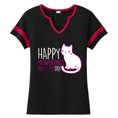 Cute Kitty Cat Valentines Day Meowtines Ladies Halftime Notch Neck Tee