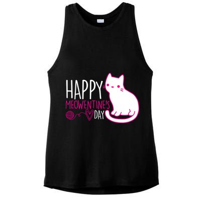 Cute Kitty Cat Valentines Day Meowtines Ladies PosiCharge Tri-Blend Wicking Tank