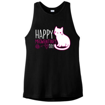 Cute Kitty Cat Valentines Day Meowtines Ladies PosiCharge Tri-Blend Wicking Tank