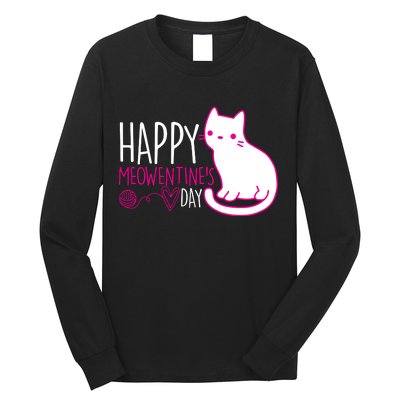 Cute Kitty Cat Valentines Day Meowtines Long Sleeve Shirt