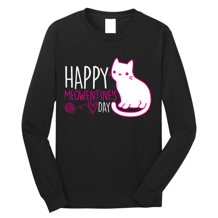 Cute Kitty Cat Valentines Day Meowtines Long Sleeve Shirt