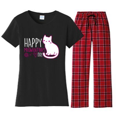 Cute Kitty Cat Valentines Day Meowtines Women's Flannel Pajama Set