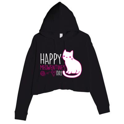 Cute Kitty Cat Valentines Day Meowtines Crop Fleece Hoodie