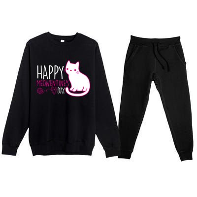 Cute Kitty Cat Valentines Day Meowtines Premium Crewneck Sweatsuit Set