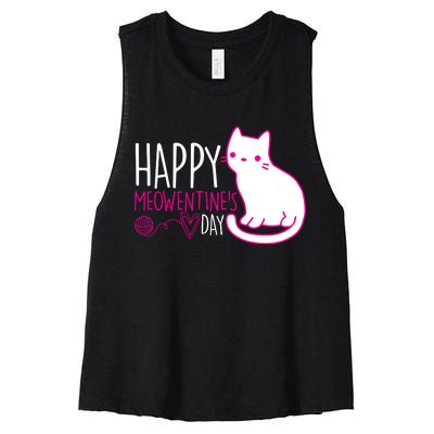 Cute Kitty Cat Valentines Day Meowtines Women's Racerback Cropped Tank