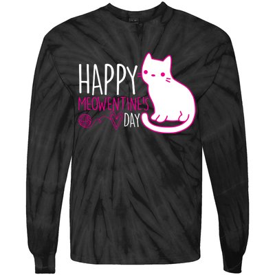 Cute Kitty Cat Valentines Day Meowtines Tie-Dye Long Sleeve Shirt