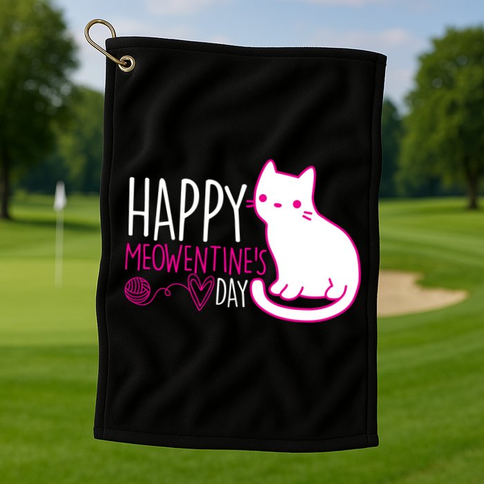 Cute Kitty Cat Valentines Day Meowtines Golf Towel