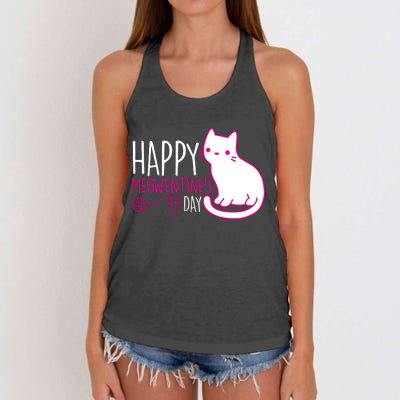 Cute Kitty Cat Valentines Day Meowtines Women's Knotted Racerback Tank