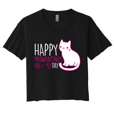 Cute Kitty Cat Valentines Day Meowtines Women's Crop Top Tee