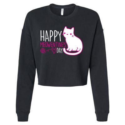 Cute Kitty Cat Valentines Day Meowtines Cropped Pullover Crew