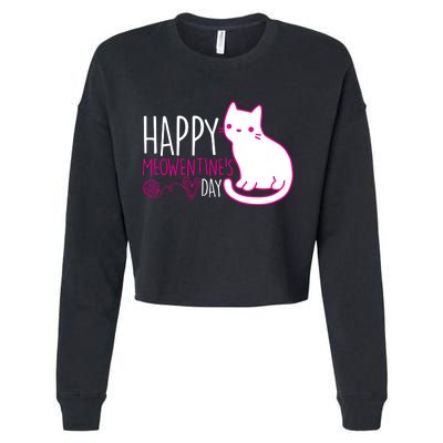 Cute Kitty Cat Valentines Day Meowtines Cropped Pullover Crew