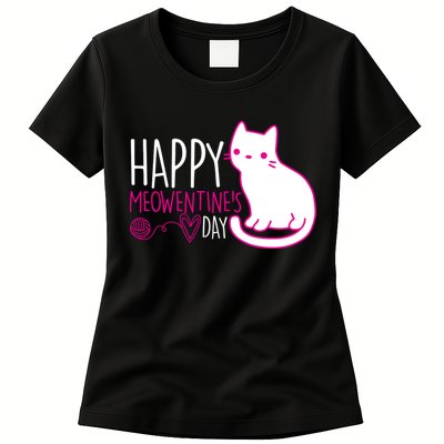 Cute Kitty Cat Valentines Day Meowtines Womens T-Shirt