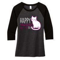 Cute Kitty Cat Valentines Day Meowtines Women's Tri-Blend 3/4-Sleeve Raglan Shirt