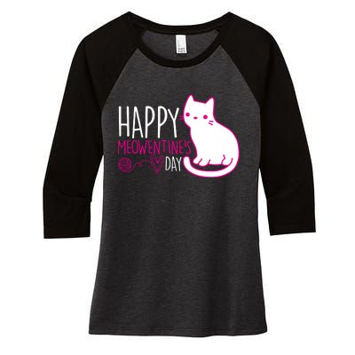 Cute Kitty Cat Valentines Day Meowtines Women's Tri-Blend 3/4-Sleeve Raglan Shirt