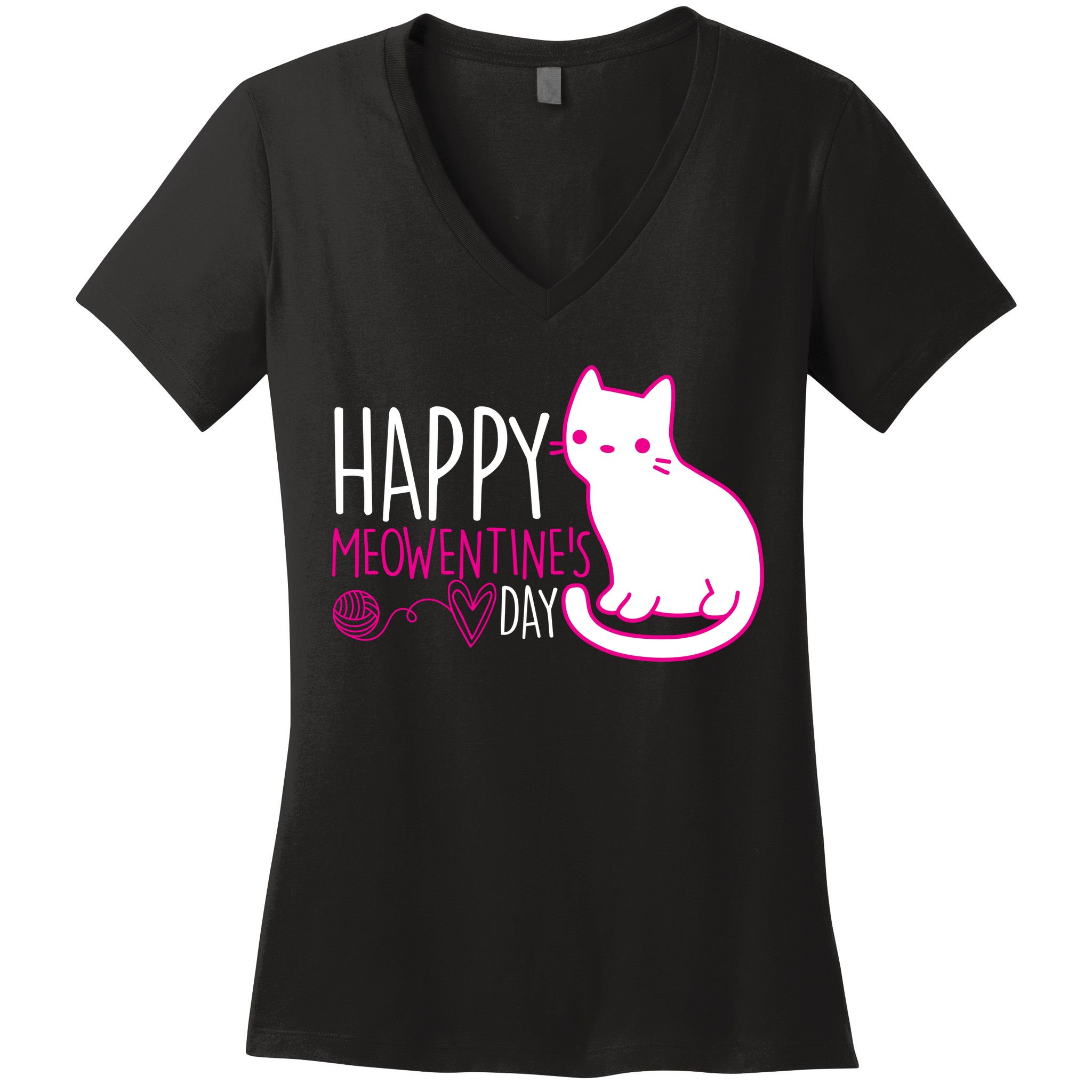 Cute Kitty Cat Valentines Day Meowtines Women's V-Neck T-Shirt