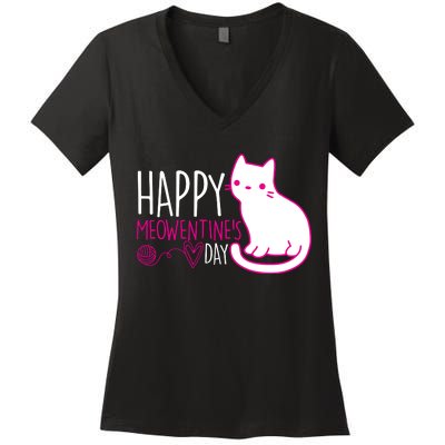 Cute Kitty Cat Valentines Day Meowtines Women's V-Neck T-Shirt