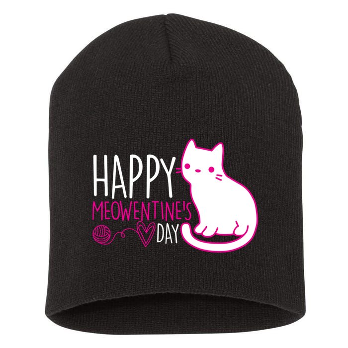 Cute Kitty Cat Valentines Day Meowtines Short Acrylic Beanie