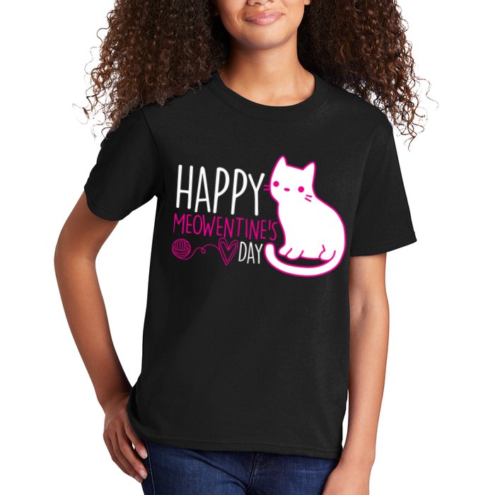 Cute Kitty Cat Valentines Day Meowtines Kids T-Shirt