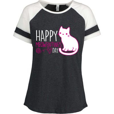 Cute Kitty Cat Valentines Day Meowtines Enza Ladies Jersey Colorblock Tee