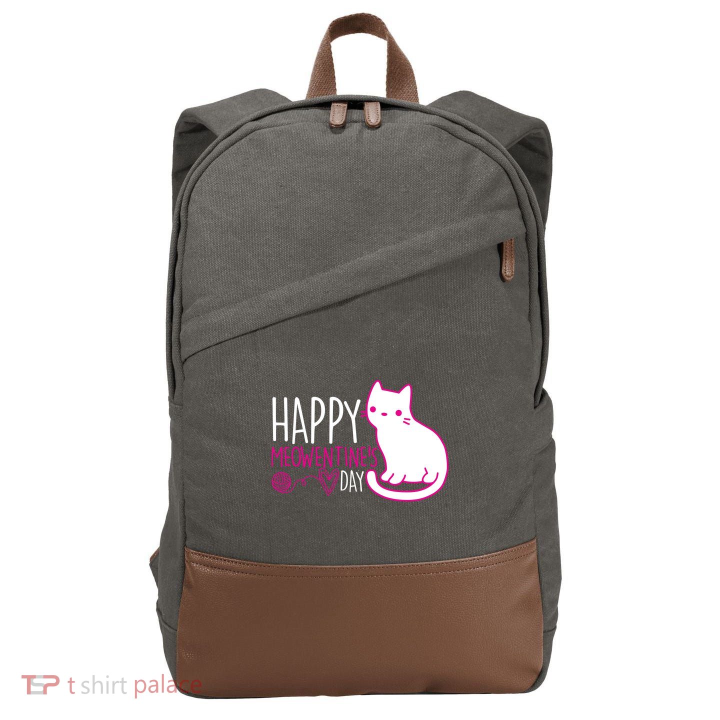 Cute Kitty Cat Valentines Day Meowtines Cotton Canvas Backpack