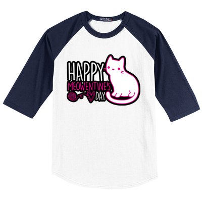 Cute Kitty Cat Valentines Day Meowtines Baseball Sleeve Shirt