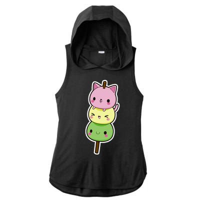 Cute Kitty Dango Ice Cream Cone Ladies PosiCharge Tri-Blend Wicking Draft Hoodie Tank