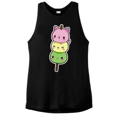 Cute Kitty Dango Ice Cream Cone Ladies PosiCharge Tri-Blend Wicking Tank