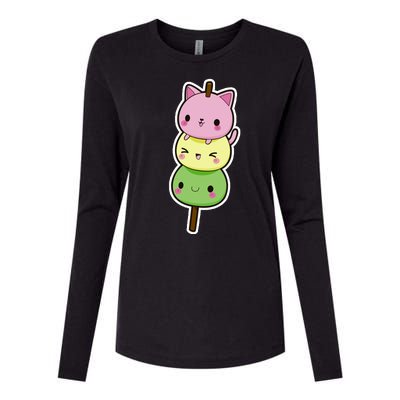 Cute Kitty Dango Ice Cream Cone Womens Cotton Relaxed Long Sleeve T-Shirt