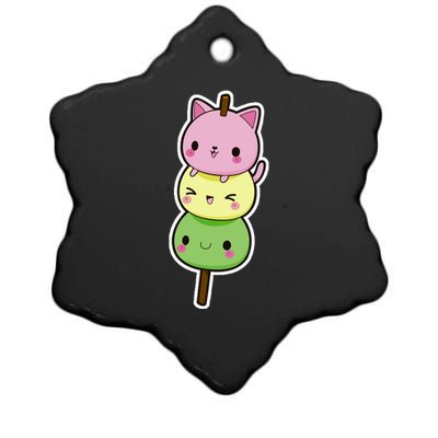 Cute Kitty Dango Ice Cream Cone Ceramic Star Ornament