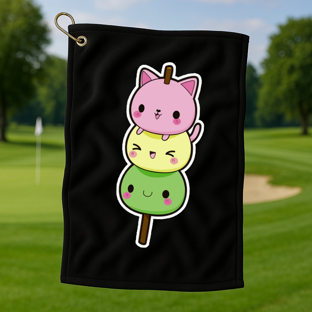Cute Kitty Dango Ice Cream Cone Golf Towel