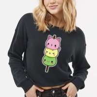 Cute Kitty Dango Ice Cream Cone Cropped Pullover Crew