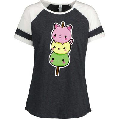 Cute Kitty Dango Ice Cream Cone Enza Ladies Jersey Colorblock Tee