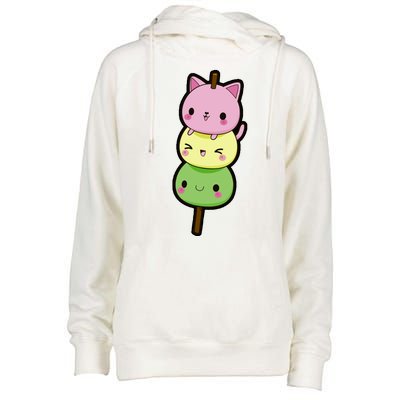 Cute Kitty Dango Ice Cream Cone Womens Funnel Neck Pullover Hood