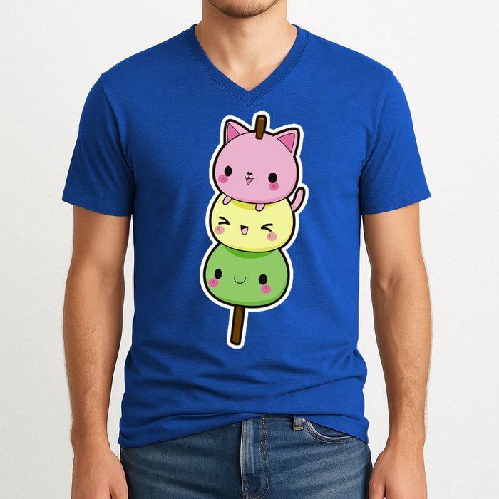 Cute Kitty Dango Ice Cream Cone V-Neck T-Shirt