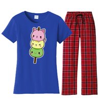 Cute Kitty Dango Ice Cream Cone Women's Flannel Pajama Set