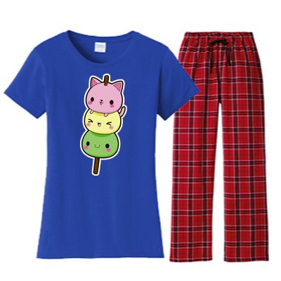 Cute Kitty Dango Ice Cream Cone Women's Flannel Pajama Set