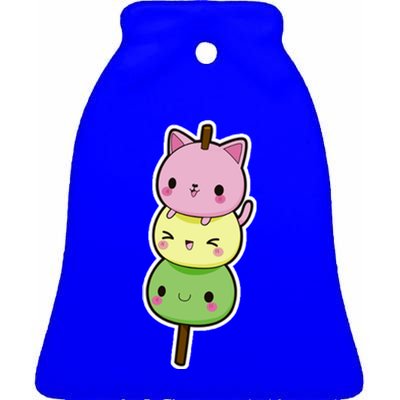 Cute Kitty Dango Ice Cream Cone Ceramic Bell Ornament