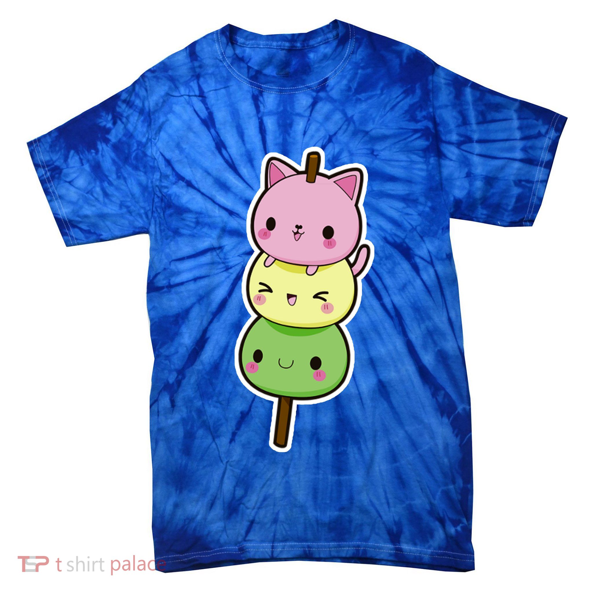 Cute Kitty Dango Ice Cream Cone Tie-Dye T-Shirt