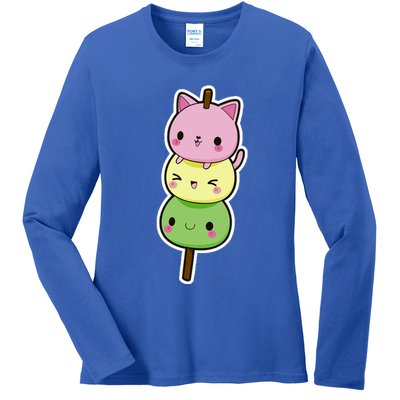 Cute Kitty Dango Ice Cream Cone Ladies Long Sleeve Shirt