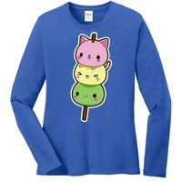 Cute Kitty Dango Ice Cream Cone Ladies Long Sleeve Shirt