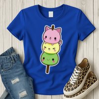 Cute Kitty Dango Ice Cream Cone Womens T-Shirt