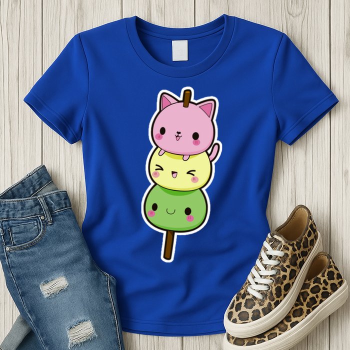 Cute Kitty Dango Ice Cream Cone Womens T-Shirt