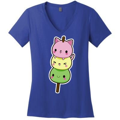 Cute Kitty Dango Ice Cream Cone Women's V-Neck T-Shirt