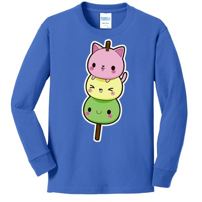 Cute Kitty Dango Ice Cream Cone Kids Long Sleeve Shirt