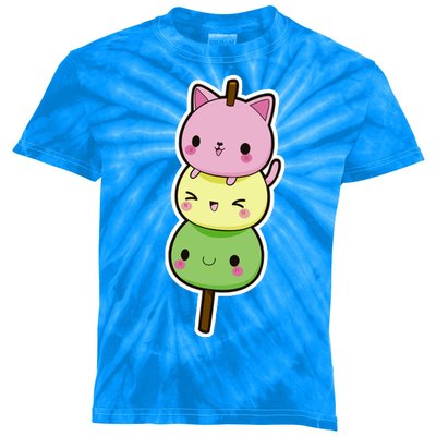 Cute Kitty Dango Ice Cream Cone Kids Tie-Dye T-Shirt