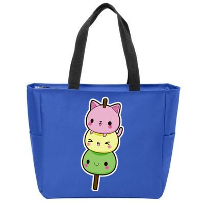 Cute Kitty Dango Ice Cream Cone Zip Tote Bag