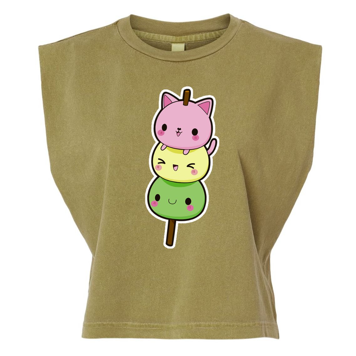 Cute Kitty Dango Ice Cream Cone Garment-Dyed Women's Muscle Tee