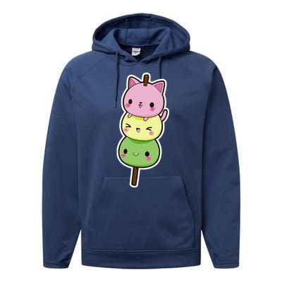 Cute Kitty Dango Ice Cream Cone Performance Fleece Hoodie